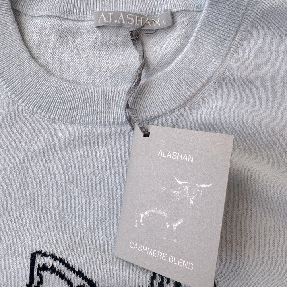 Alachan Koa Westie pullover sweater cotton cashmere blue size L - Picture 7 of 14